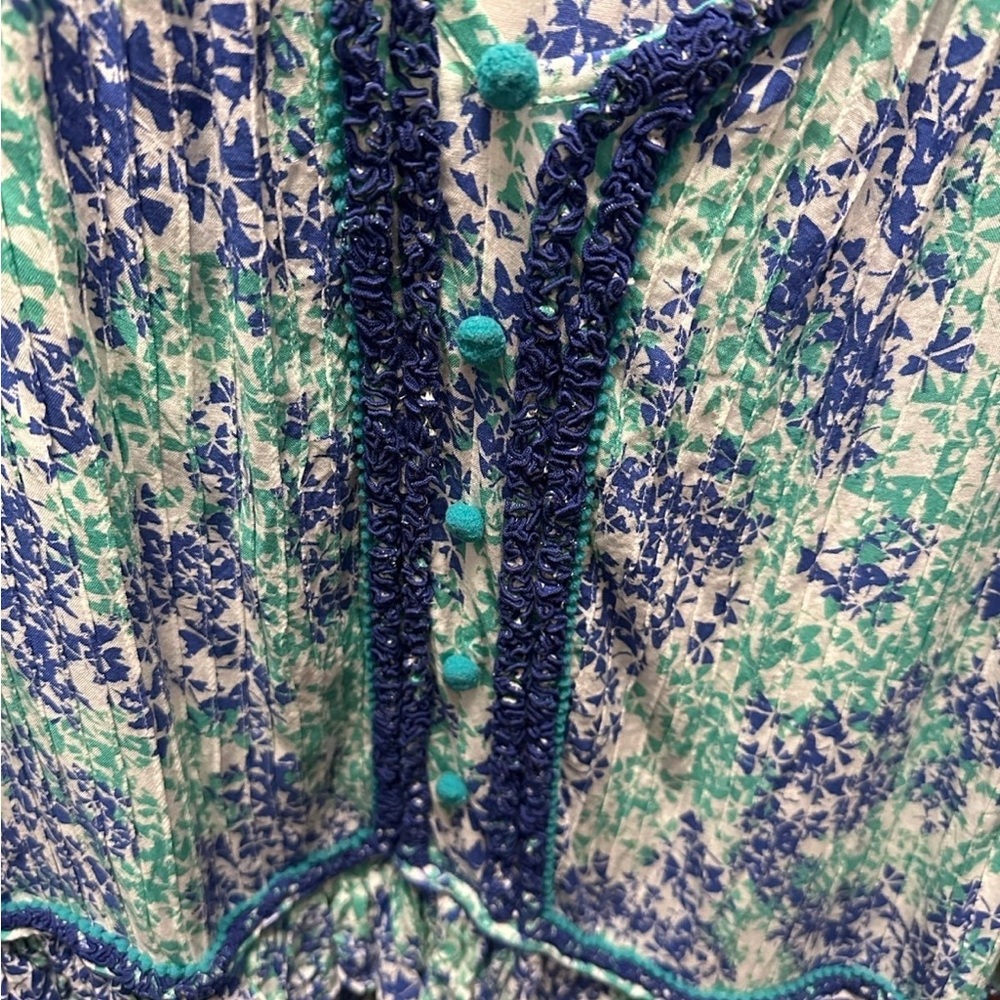 Floral Print Women's dress - Blue and Green - Picture 3 of 4